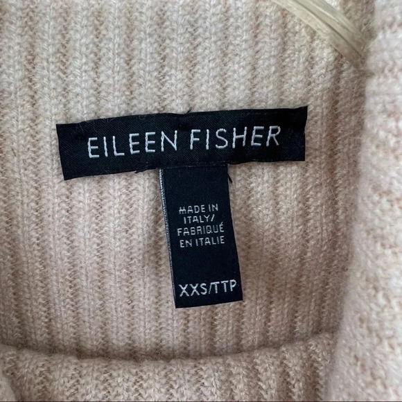 Eileen Fisher Rib Knit 100% Cashmere Hi-Lo Turtleneck Sweater Sz XXS Italy - Picture 10 of 11